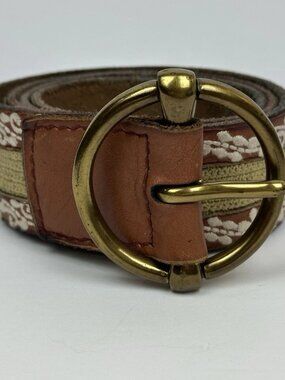 ✨🤎 Vintage Lucky Brand Brown Leather Floral Embroidered Belt XL 🌼✨